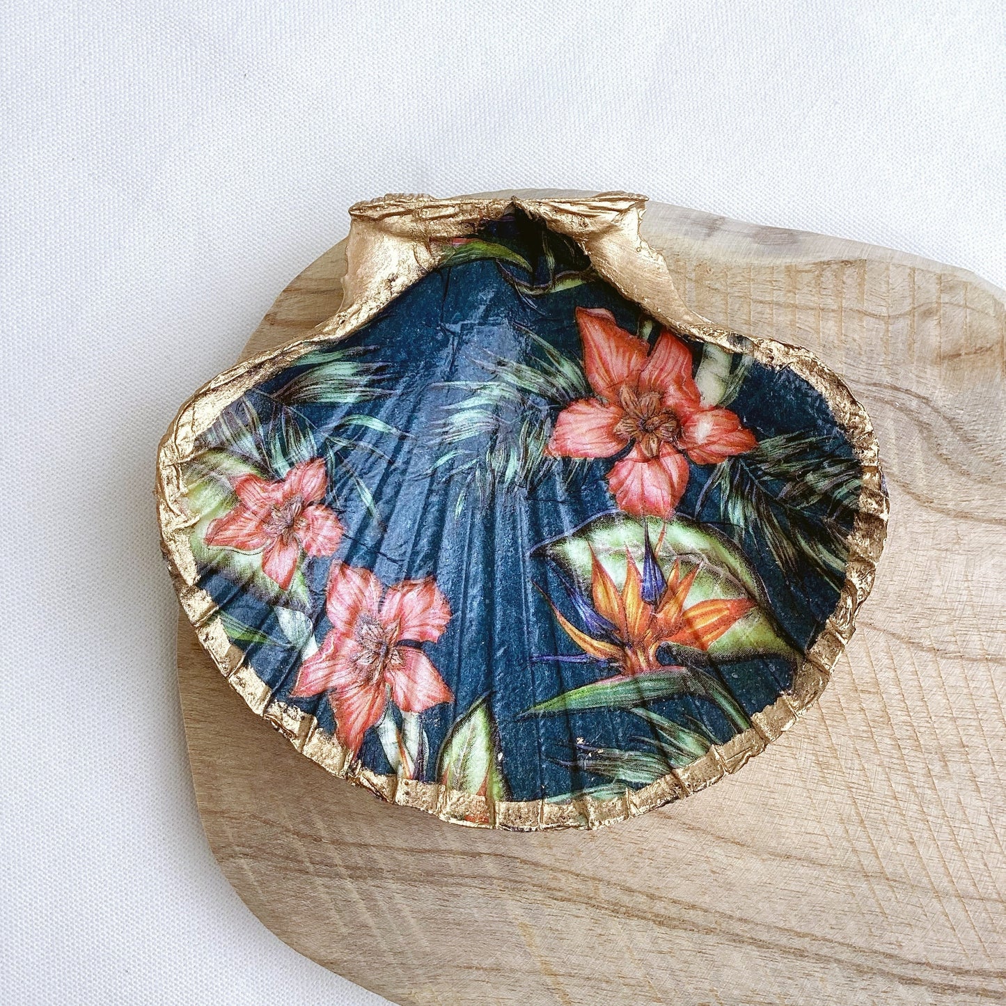 Coquille saint Jacques décoratif - vidé poche - Porte bijoux Motifs Java