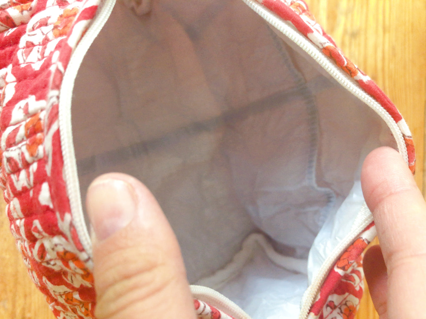 Trousse maquillage coton indien matelassée intérieur etanche