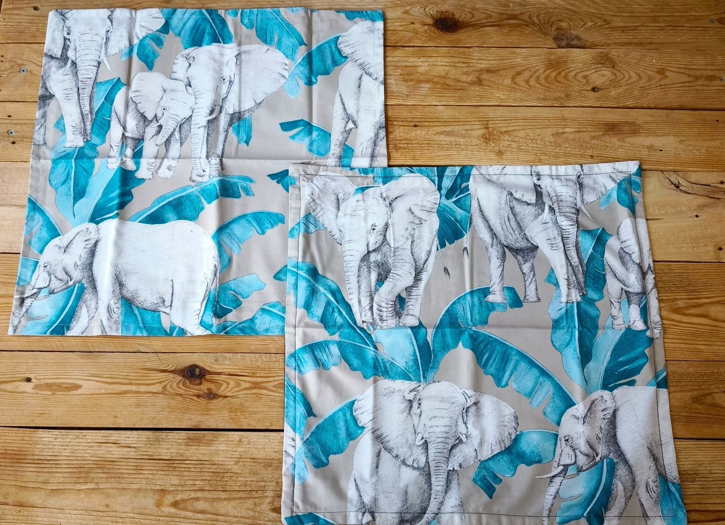 Duo housse de coussin carré motif éléphant
