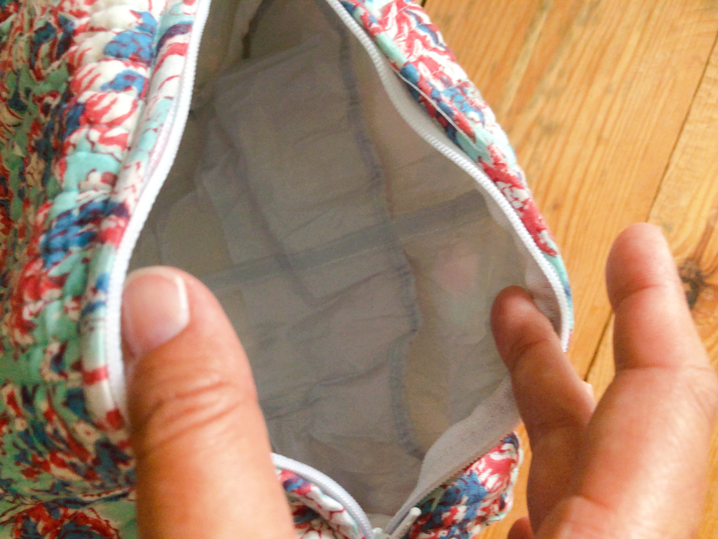 Trousse maquillage coton indien matelassée intérieur étanche