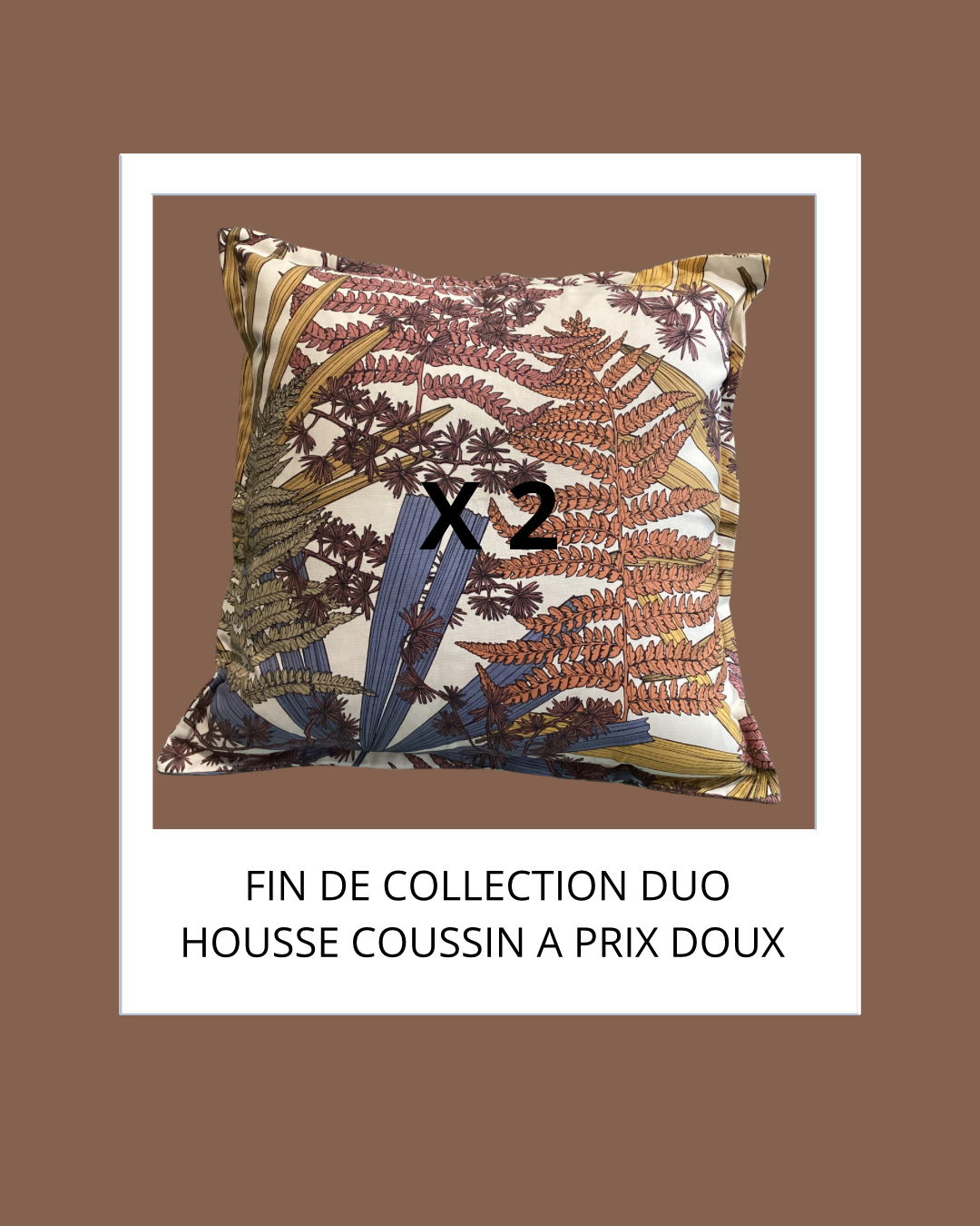 Duo de coussin carré  60X60 CM feuillage beige