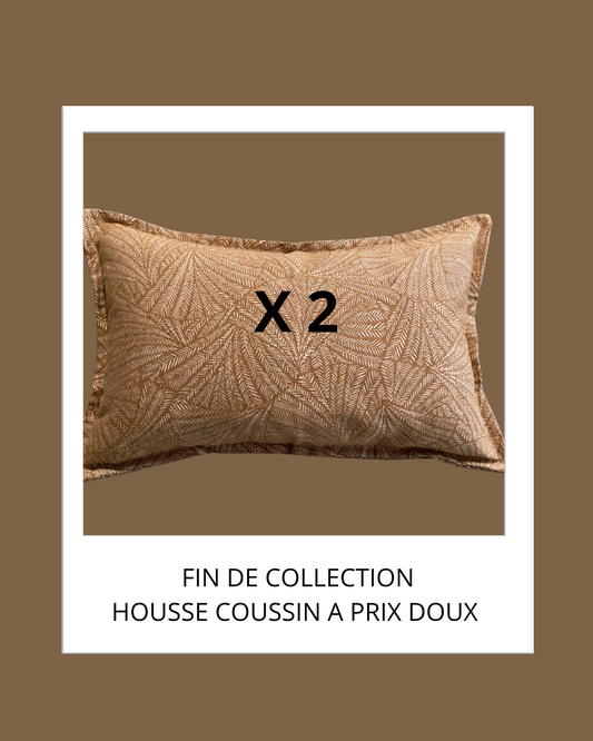 Duo housse de coussin rectangulaire  60X40 CM/jacquard moutarde