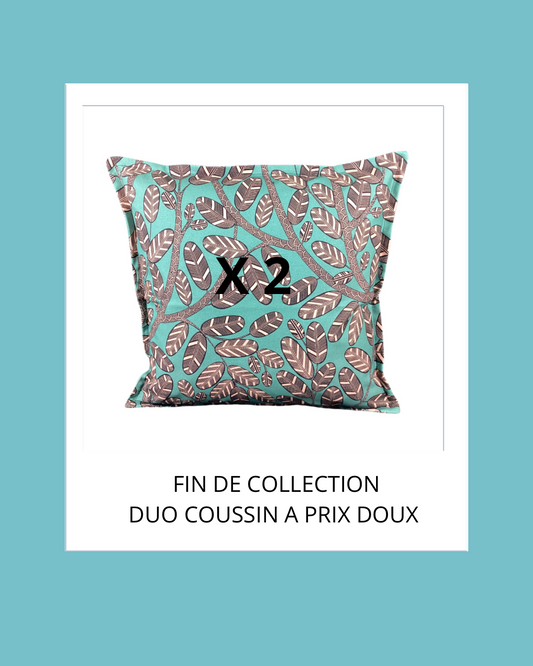 Duo de coussin carré  60X60 CM/ lagoon turquoise