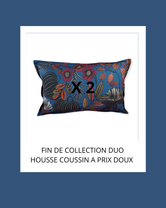 Duo coussin rectangulaire  60X40 CM/ Orphee bleu nuit