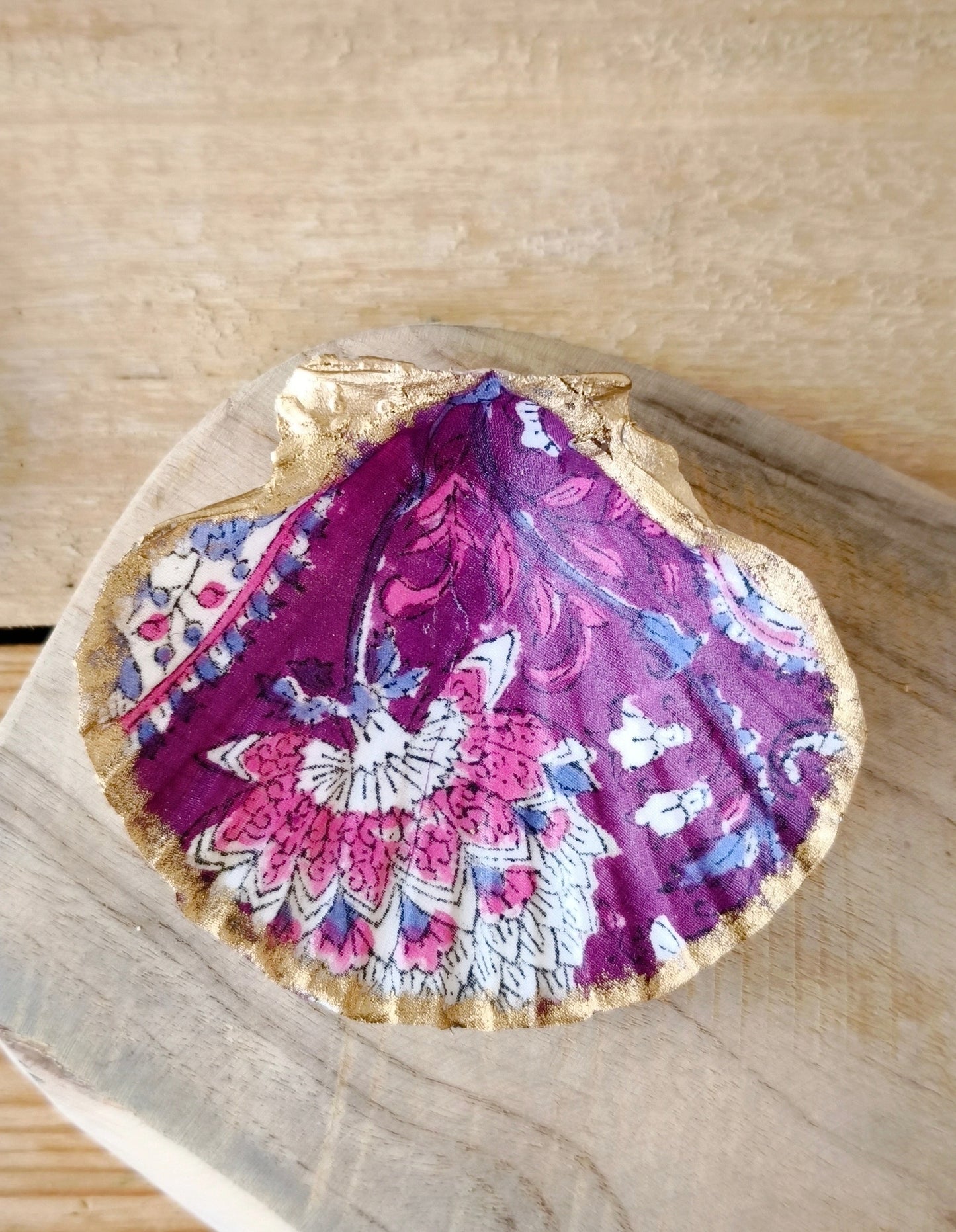Coquille deco en tissu indien , porte bijoux 