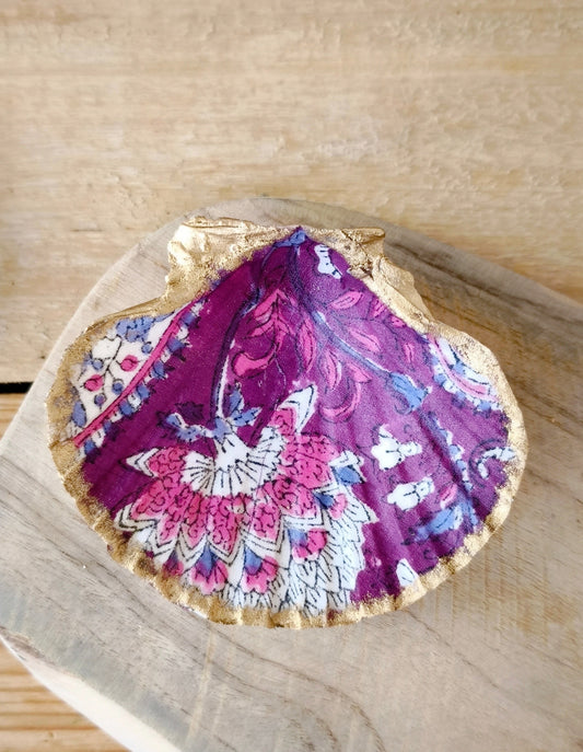 Coquille deco en tissu indien , porte bijoux 