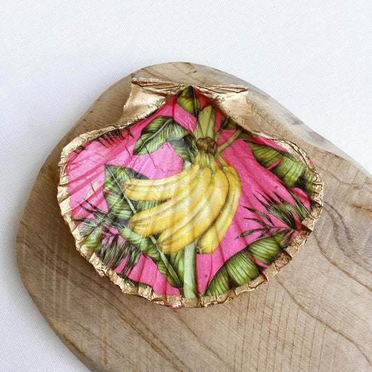 Coquille saint Jacques décoratif - vidé poche - Porte bijoux Motifs banane