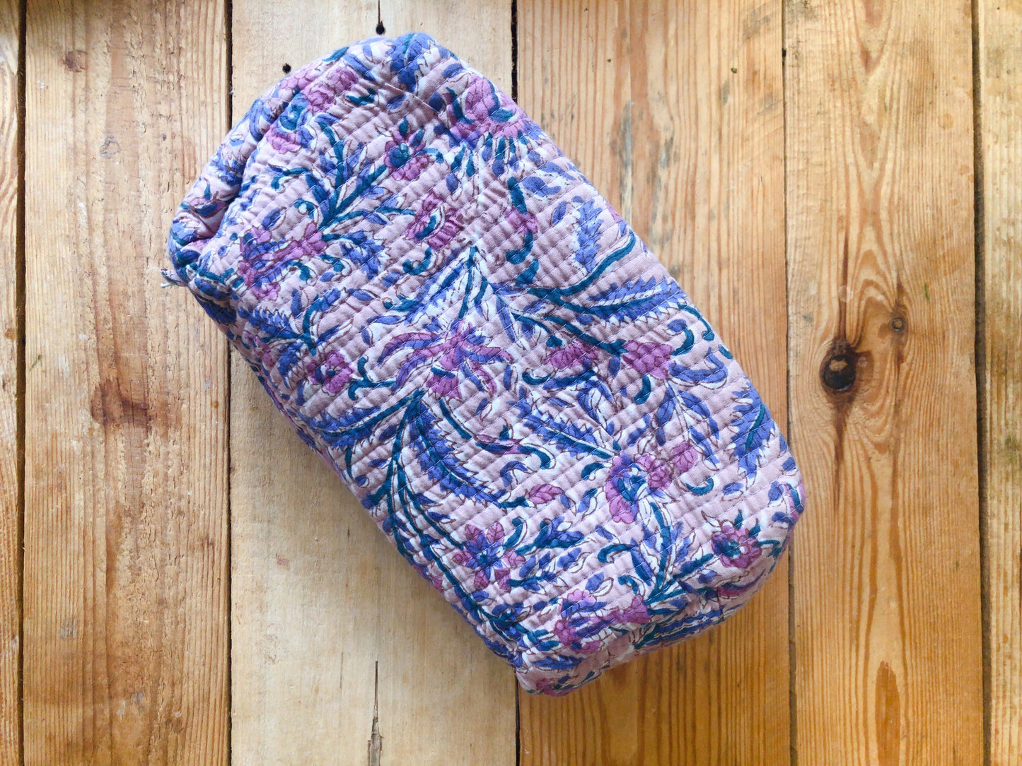 Trousse maquillage coton indien  matelassée intérieur étanche