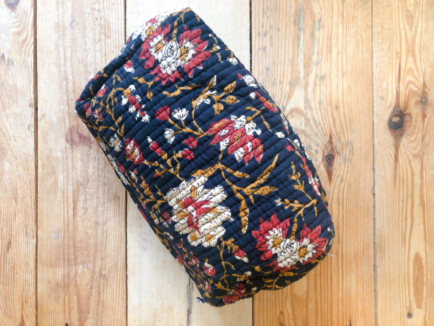 Trousse maquillage coton indien  matelassée intérieur étanche