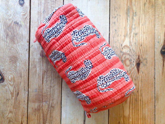 Trousse maquillage coton indien  matelassée intérieur étanche