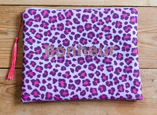 Pochette message pailleté – Format 25 x 20 cm Graou rose