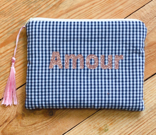 Petite Pochette message pailleté – Format 18,5x14cm