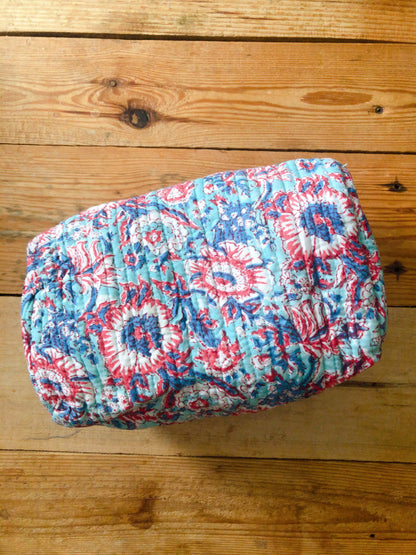 Trousse maquillage coton indien  matelassée intérieur étanche