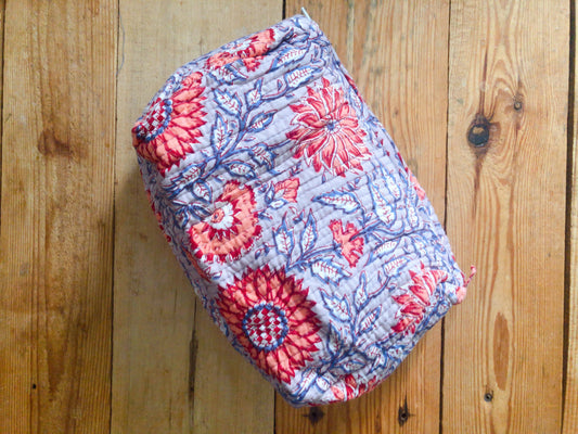 Trousse maquillage coton indien  matelassée intérieur étanche