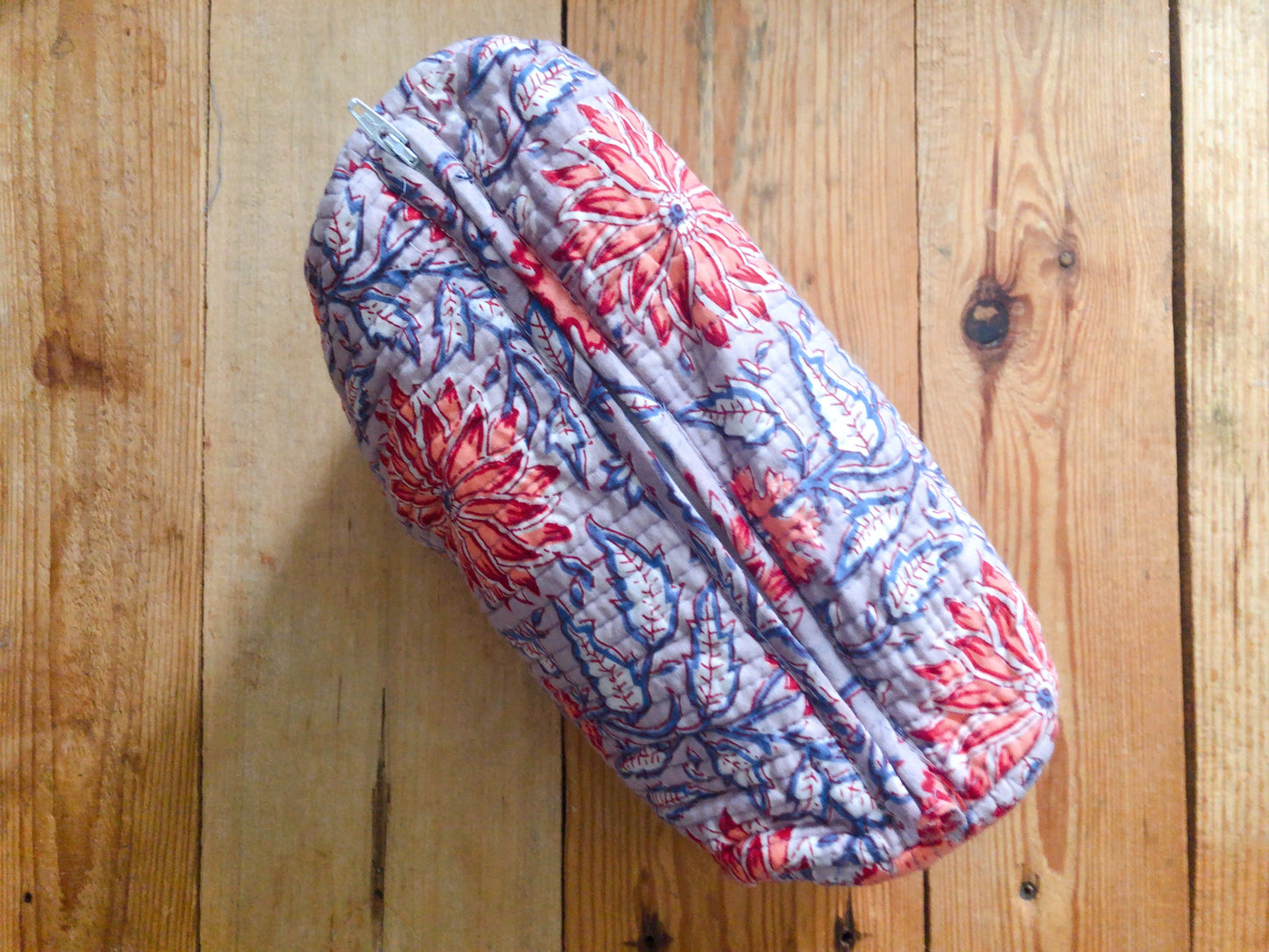 Trousse maquillage coton indien  matelassée intérieur étanche