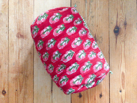 Trousse maquillage coton indien  matelassée intérieur étanche