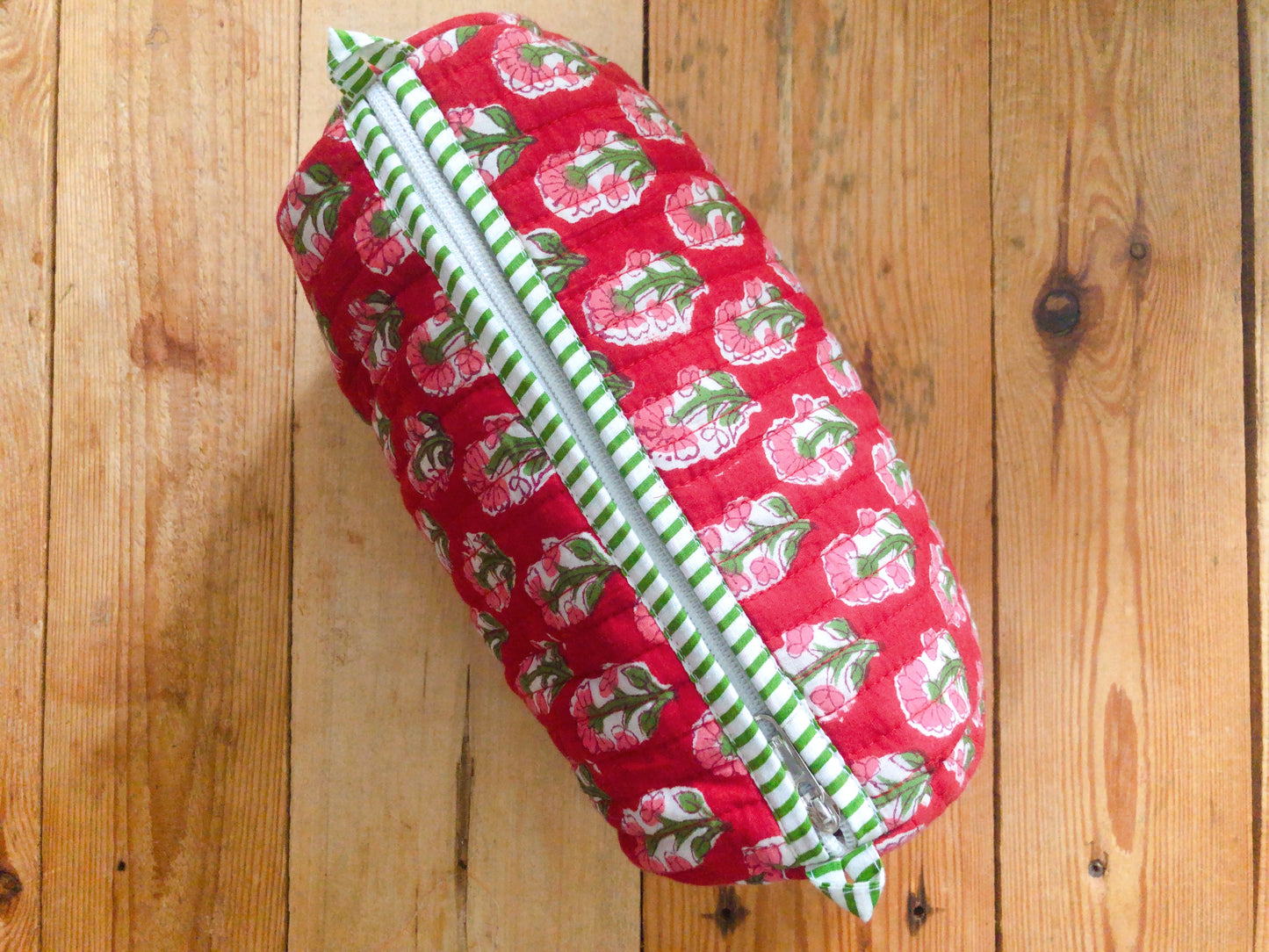 Trousse maquillage coton indien  matelassée intérieur étanche