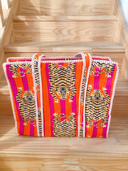 Sac tot bag  indien AVEC ZIP en coton matelassé