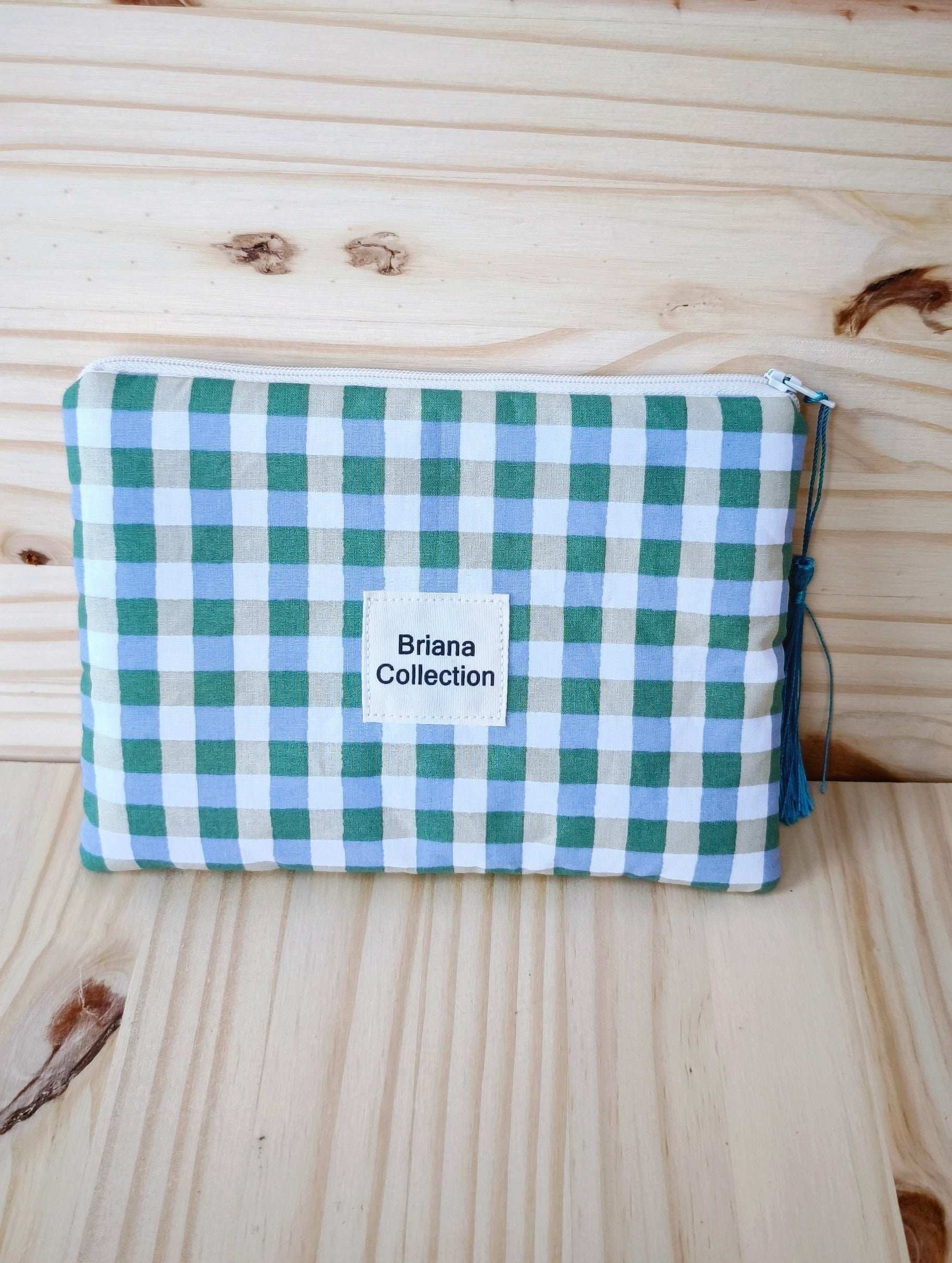Pochette en coton. Avec zip et pompon