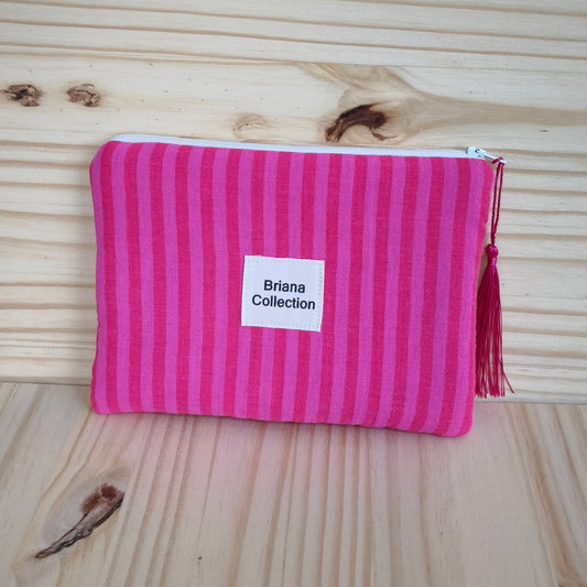 Pochettes en coton à rayures rose vif avec ouatine pour effet matelassé 