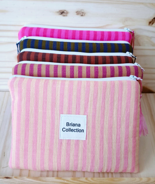 Pochette en coton avec zip doublure et ouate pour effet matelassé  