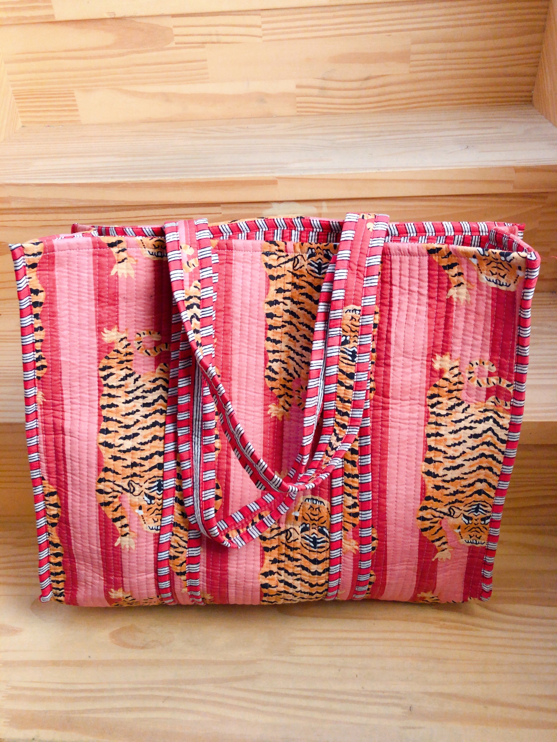 Sac indien matelassé en coton à rayures motifs tigres 
