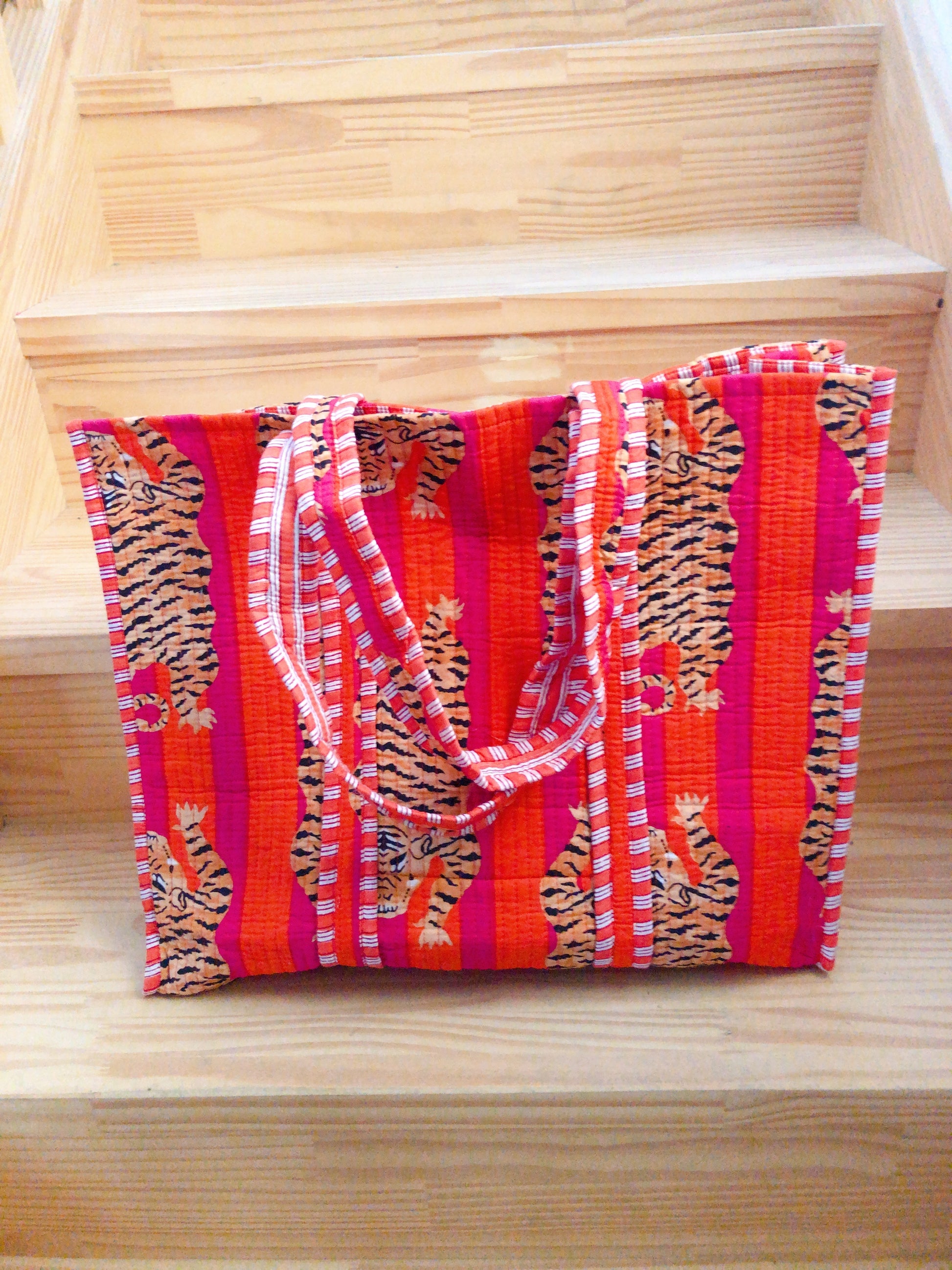 Sac indien en coton motifs tigres et rayures 