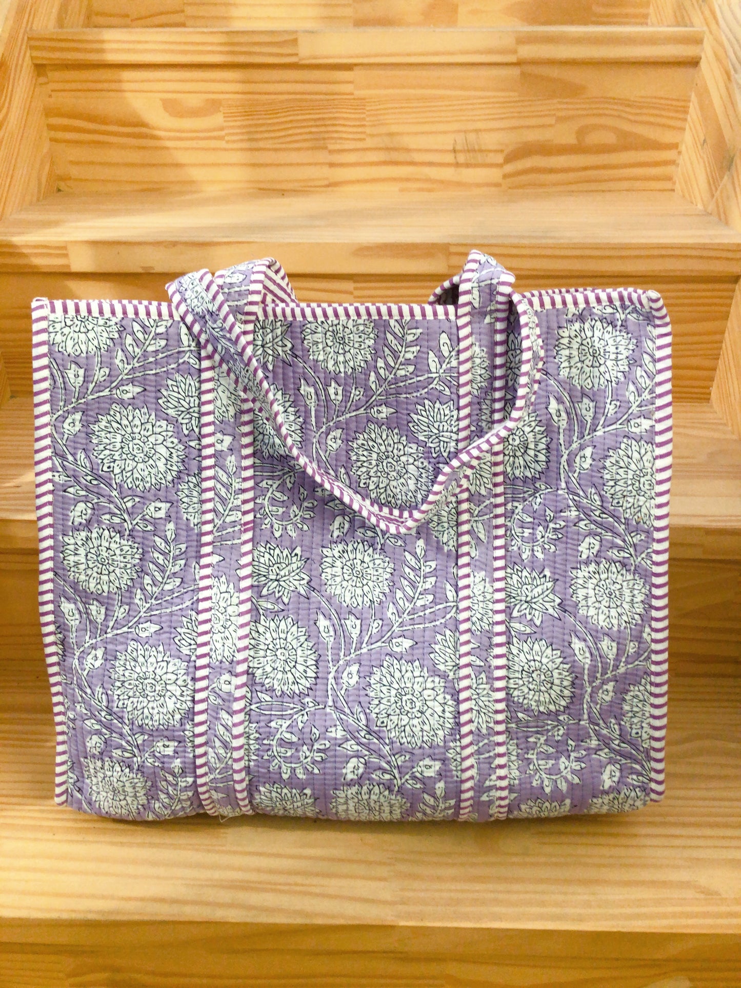 Sac fourre tout en coton matelassé indien voile de coton block Print 