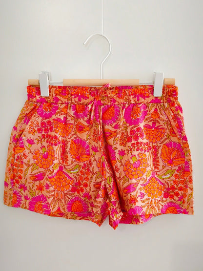 Short voile de coton indien élastique à la taille et poches côtés 